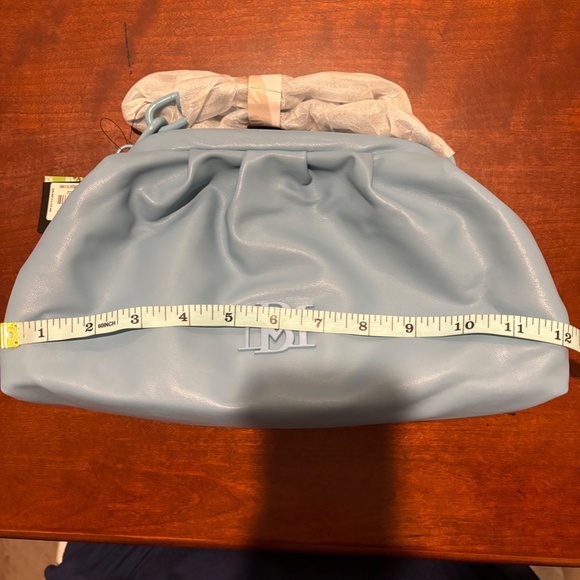 Badgley Mischka Vegan Leather Wrapped Frame Clutch in Blue NWT - Picture 7 of 9